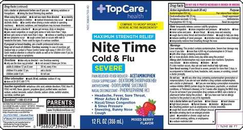 Topco Associates Llc Nite Time Cold And Flu Drug Facts