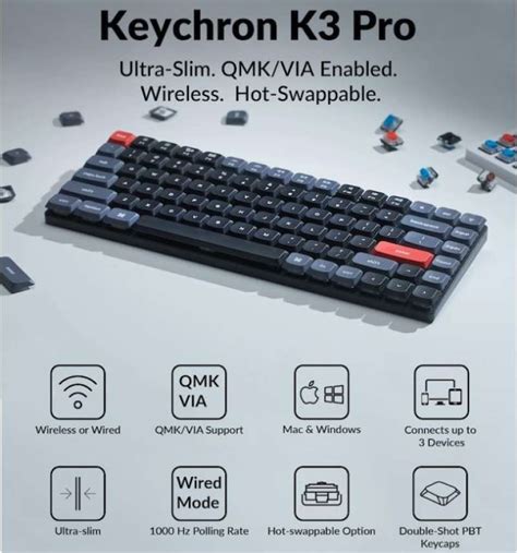 Jual Keychron K3 Pro Qmk Via Hot Swappable Low Profile Gateron