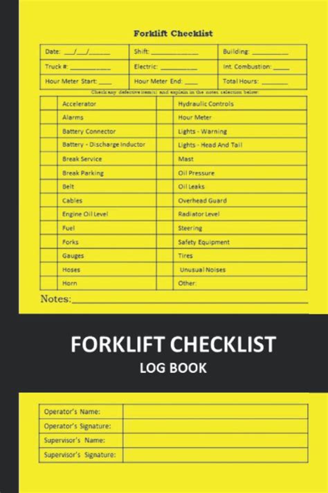 Forklift Log Book With Daily Inspection 250 P Forklift Inspection Sheets Form Operator Daily