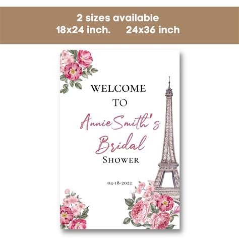 Editable And Printable Paris Bridal Shower Welcome Sign Paris Etsy