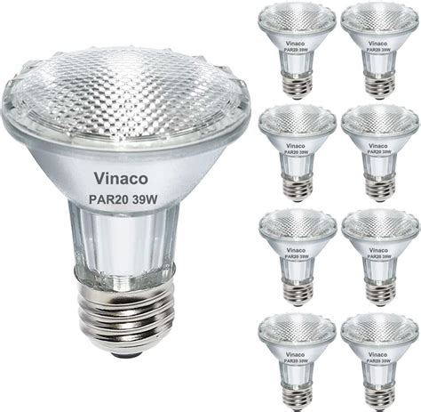 Vinaco 9PCS Eco Halogen Light Bulb 39W PAR20 Warm White Dimmable 480