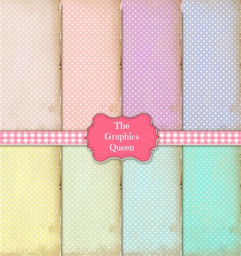 Shabby Chic Polka Dots Paper Pack The Digital Collage Club