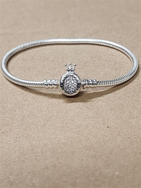 AUTHENTIC PANDORA MOMENTS CROWN O CLASP SNAKE CHAIN BRACELET 598286CZ