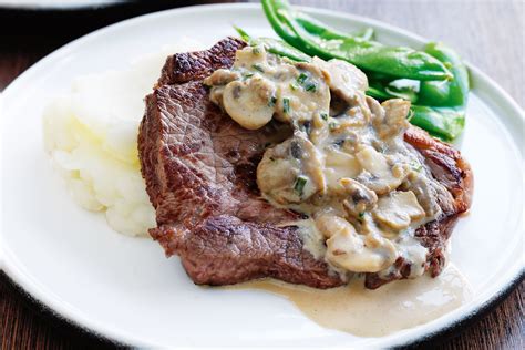 Steak With Reduced Fat Creamy Mushroom Sauce