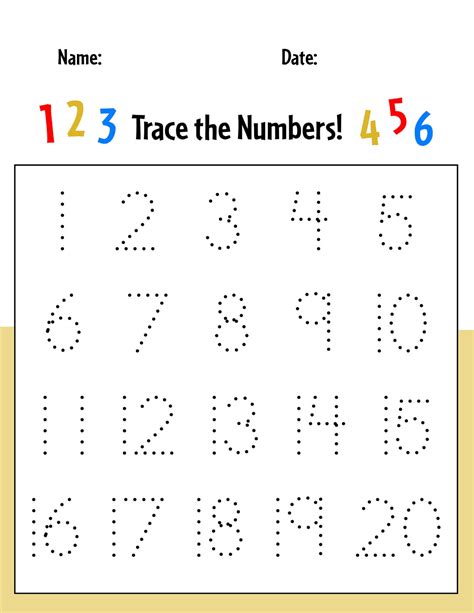 Free Numbers 1 20 Tracing Worksheets ⋆ The Hollydog Blog