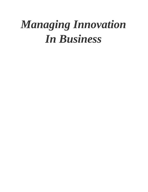 Managing Innovation In Business Desklib