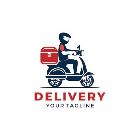 Premium Vector A Man Is Riding A Scooter Delivery Logo