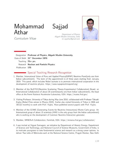 PDF Mohammad Sajjad Athar Mohammad Sajjad Athar Curriculum Vitae