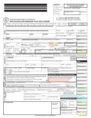 Fillable Online DOR 108 Application For Missouri Title And License