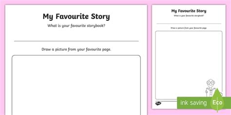 My Favourite Story Drawing Worksheet Worksheet Twinkl