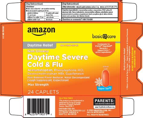 Basic Care Daytime Severe Cold And Flu Acetaminophen Dextromethorphan Hydrobromide