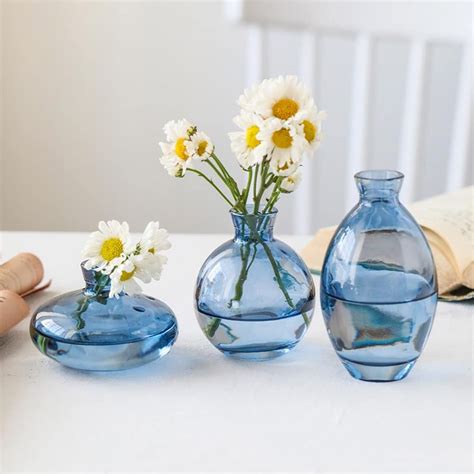 SHUILING Glass Bud Vase Set of 3, Mini Vases Small Vases for Flowers ...