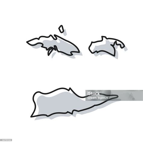 Us Virgin Islands Map Hand Drawn On White Background Trendy Design