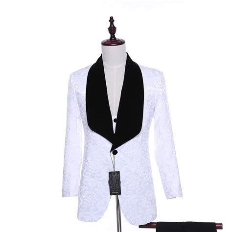 Novo masculino jaqueta casual blazers branco flora padrão magro