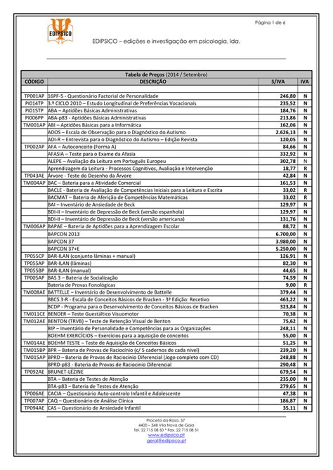 Tabela De Pre Os