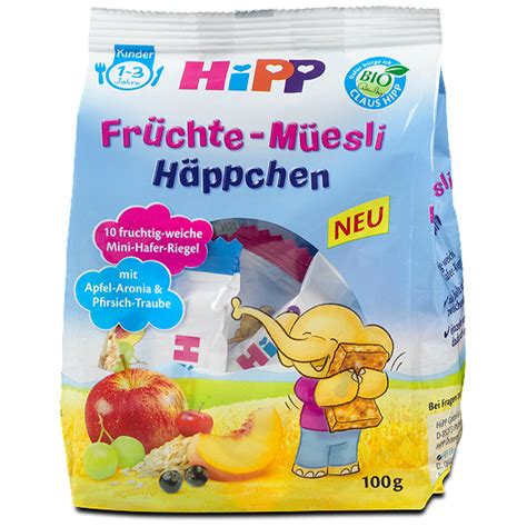 Hipp Früchtemüsli Häppchen Apfel Aronia Pfirsich Traube