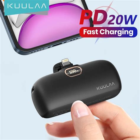 KUULAA Mini Bater A Externa De 5000mAh PowerBank De Carga R Pida Para