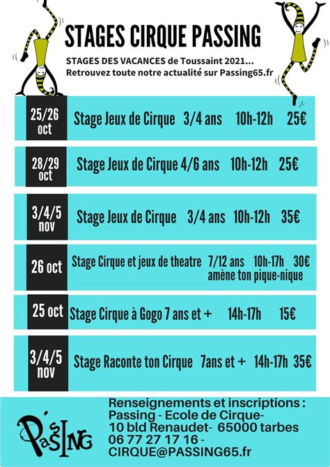 Les Stages De Cirque D Automne Avec Passing Passing