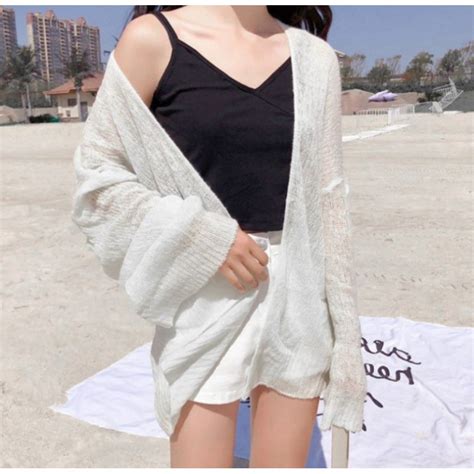 Jual F08 Cardigan Outer Transparan Pantai Kardigan Wanita Outwear