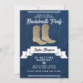 Denim Diamonds Cowgirl Boots Rustic Bachelorette Invitation Zazzle