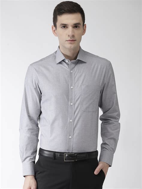 Buy Marks Spencer Men Grey Regular Fit Solid Formal Shirt Shirts