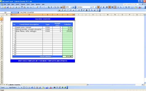 Calorie Counter Calculator Excel Templates