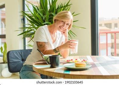 Pretty Blonde Woman Breakfast Concept Stock Photo Shutterstock
