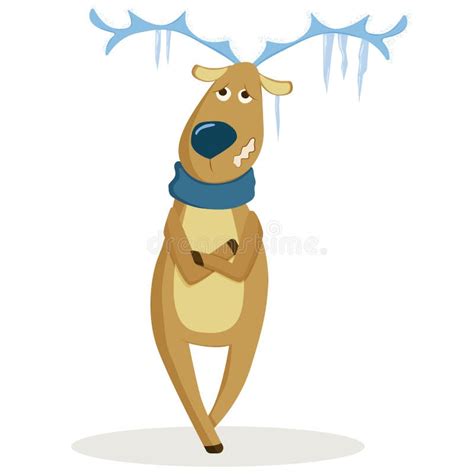 Frozen Deer In A Blue Scarf Stock Vector Illustration Of Mammal Cartoon 243573111