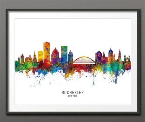 Rochester Skyline Rochester New York Cityscape Art Print Poster 10462 3994 Etsy