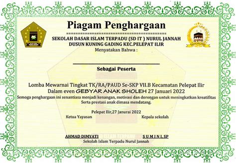 Contoh Piagam Penghargaan Lomba Mewarnai - Riset