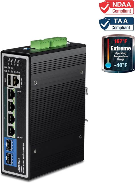 Trendnet Interruptor De Riel Din Poe Gigabit Industrial De Puertos L