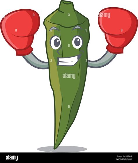 Boxing Okra Character Cartoon Style Vector Illustration Stock Vector