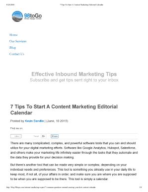 Fillable Online Ways To Fill Your Editorial Calendar With Highly