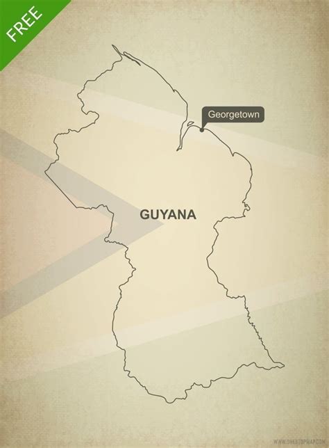 Free Vector Map Of Guyana Outline One Stop Map Map Vector Vector