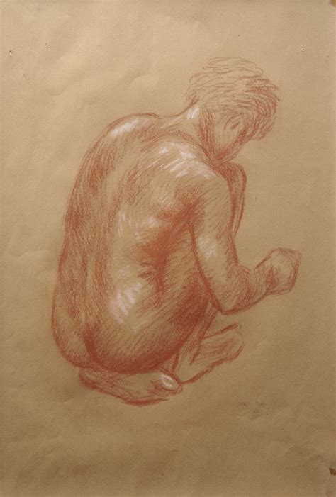 Crouching Male Nude Art UK