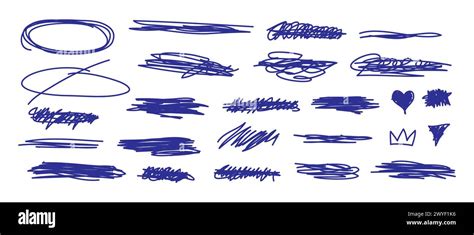 Vector Set Of Hand Drawn Scribbles Doodles Lines Stripes Scribbles