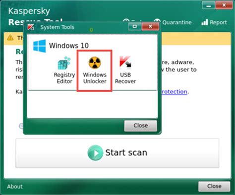 Windows Unlocker Tool In Kaspersky Rescue Disk