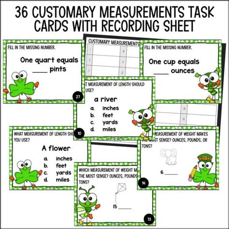 St Patrick S Day Customary Measurements Task Cards Curious Classroom