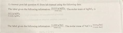 Solved 1 Answer Post Lab Question 1 From Lab Manual Using