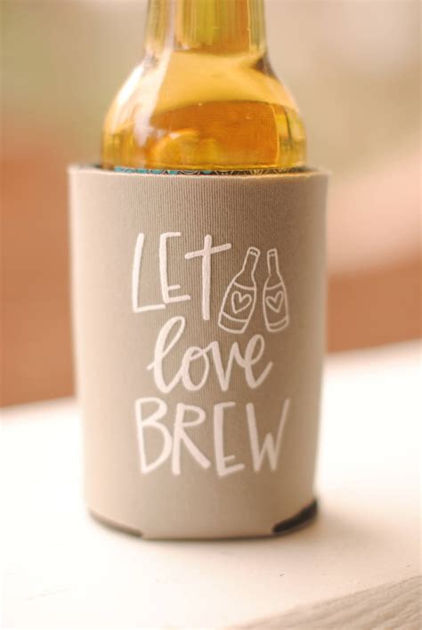 Wedding Favors Let Love Brew Personalized Can Coolers Diy Favors For Guests Rustic Destination