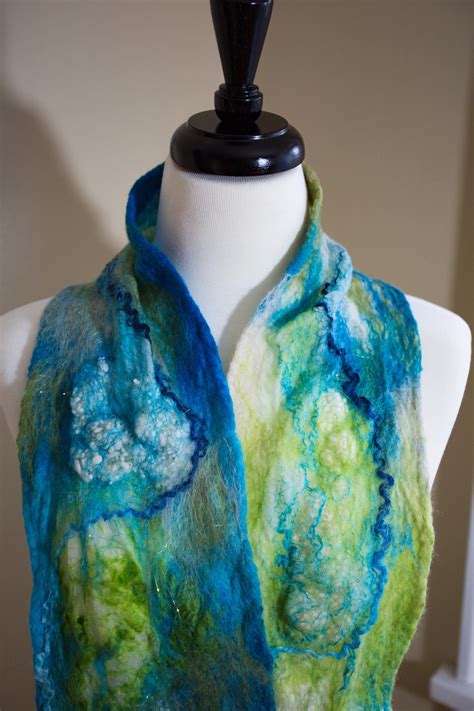 Nuno Felt Silk Chiffon Merino Wool Scarf Cowl Felt Scarf Etsy