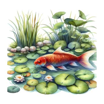 Serene Koi Fish Pond With PNG Transparent Images Free Download | Vector ...