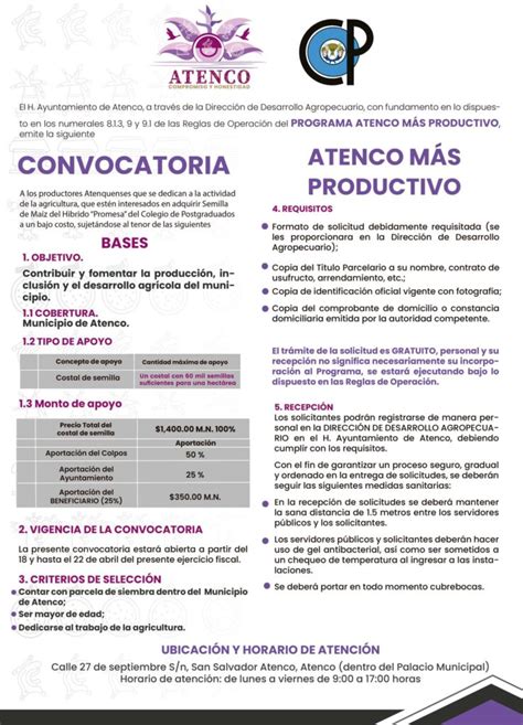 Programa Atenco M S Productivo H Ayuntamiento Atenco