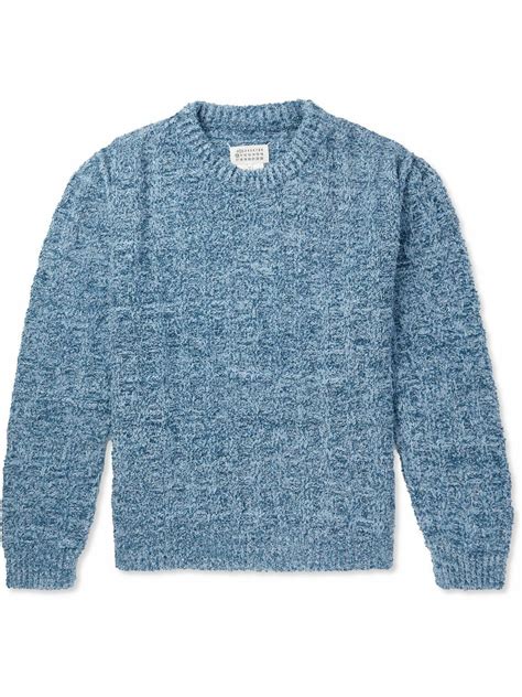 Maison Margiela Cotton Blend Boucl Sweater Blue Maison Margiela