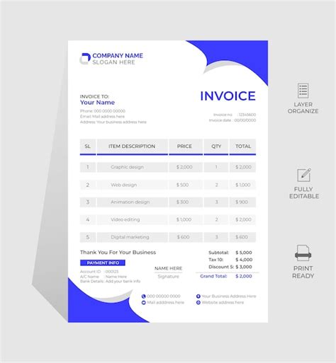 Premium Vector Modern Business Invoice Design Template