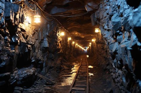 Premium Photo Mine Tunnel With Deposit Of Iron Or Coal Inside