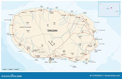 Map of the Portuguese Azores Island of Terceira Stock Vector ...