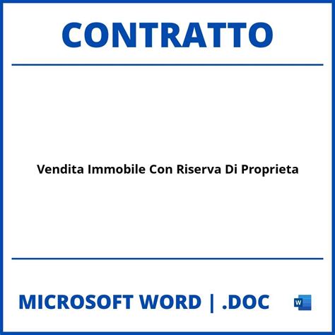 Fac Simile Contratto Di Vendita Immobile Con Riserva Di Proprietà