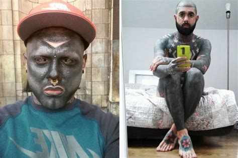 Tattoo Addict Covers 90 Of His Body In Black Ink Including His Eyeballs Daily Star