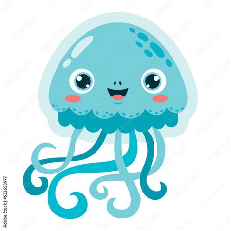 Cartoon Drawing Of A Jellyfish Stock Vector | Adobe Stock